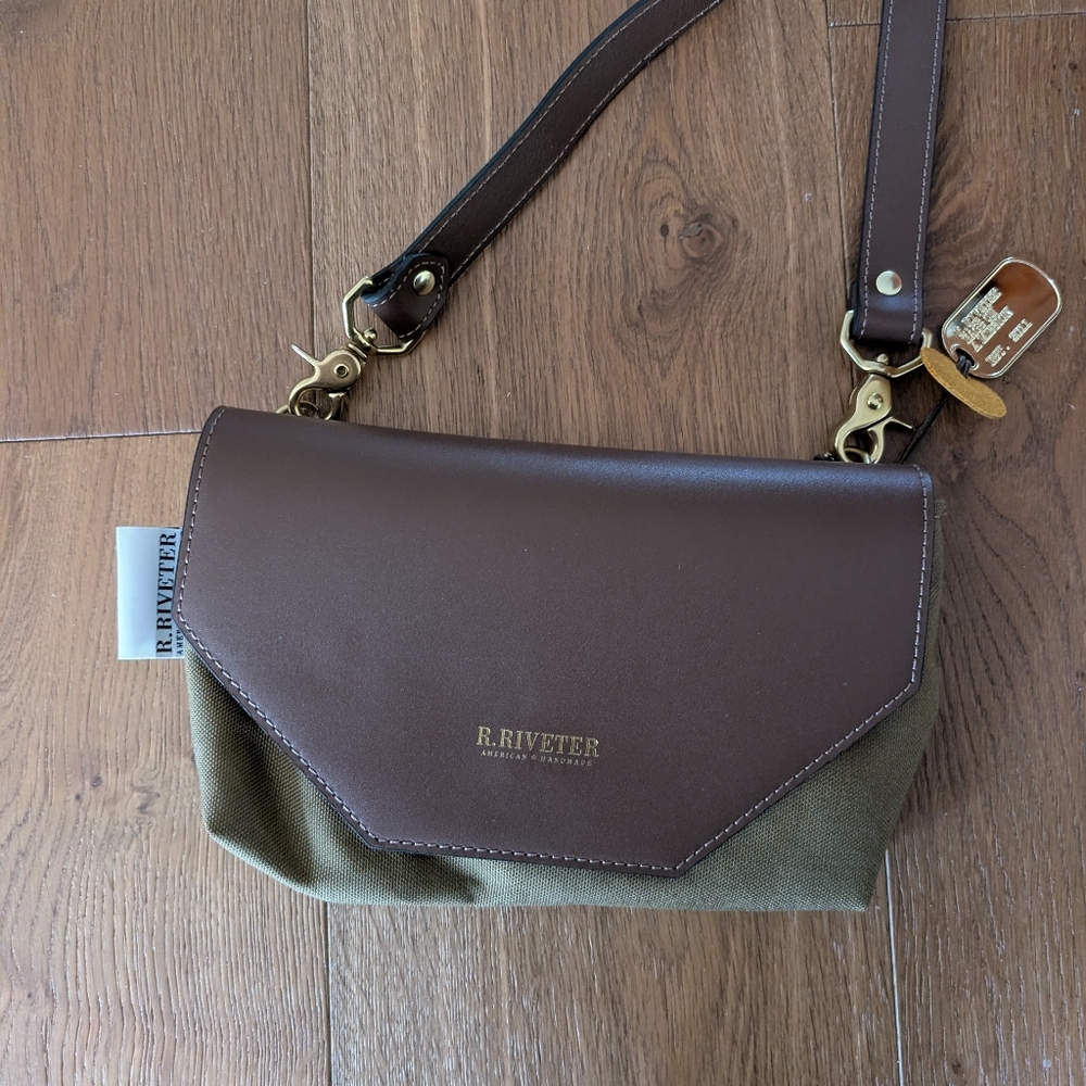R. Riveter X U.S. Army Brown and Olive Canvas Crossbody Bag - Picture 5 of 8